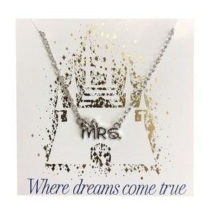 Disney Parks Collection MRS Minnie DREAMS COME TRUE Silver Necklace 16-18" NEW